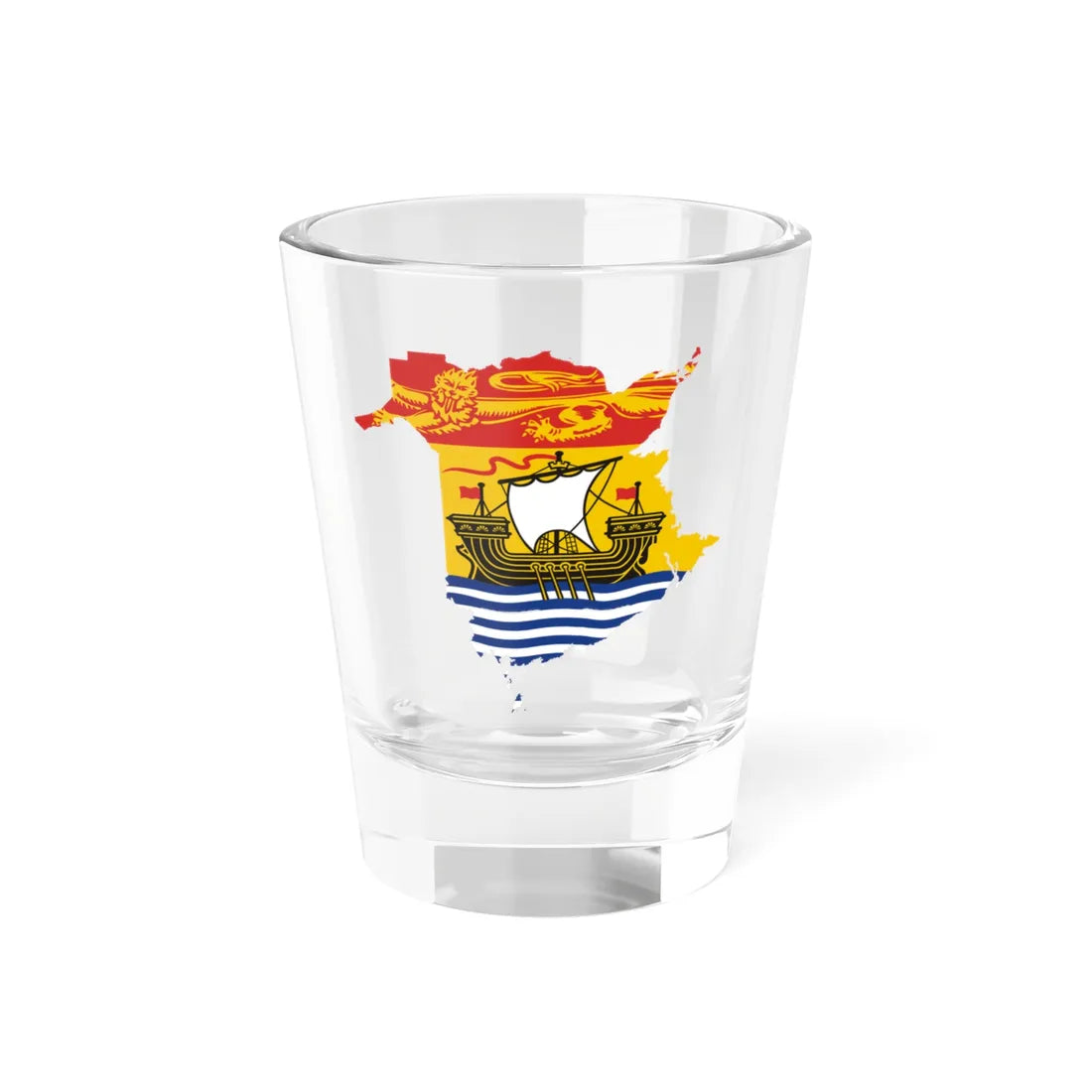 Flag-map of New Brunswick (Canada) Shot Glass 1.5oz 1.5oz - Go Mug Yourself