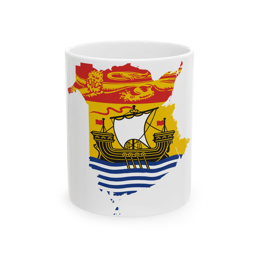 Flag-map of New Brunswick (Canada) White Coffee Mug-11oz-Go Mug Yourself