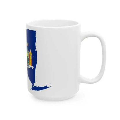 Flag map of New York 1909-2020 (United States) White Coffee Mug - Go Mug Yourself