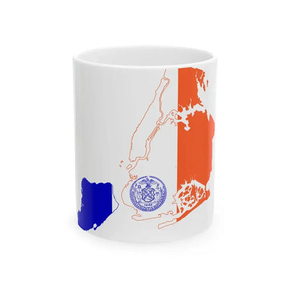 Flag-map of New York City (United States) White Coffee Mug 11oz - Go Mug Yourself