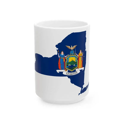 Flag-map of New York (United States) White Coffee Mug 15oz - Go Mug Yourself
