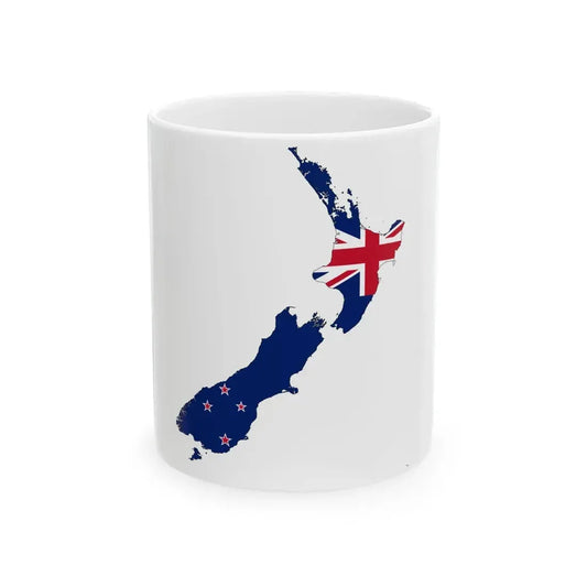 Flag-map of New Zealand (New Zealand) White Coffee Mug 11oz - Go Mug Yourself