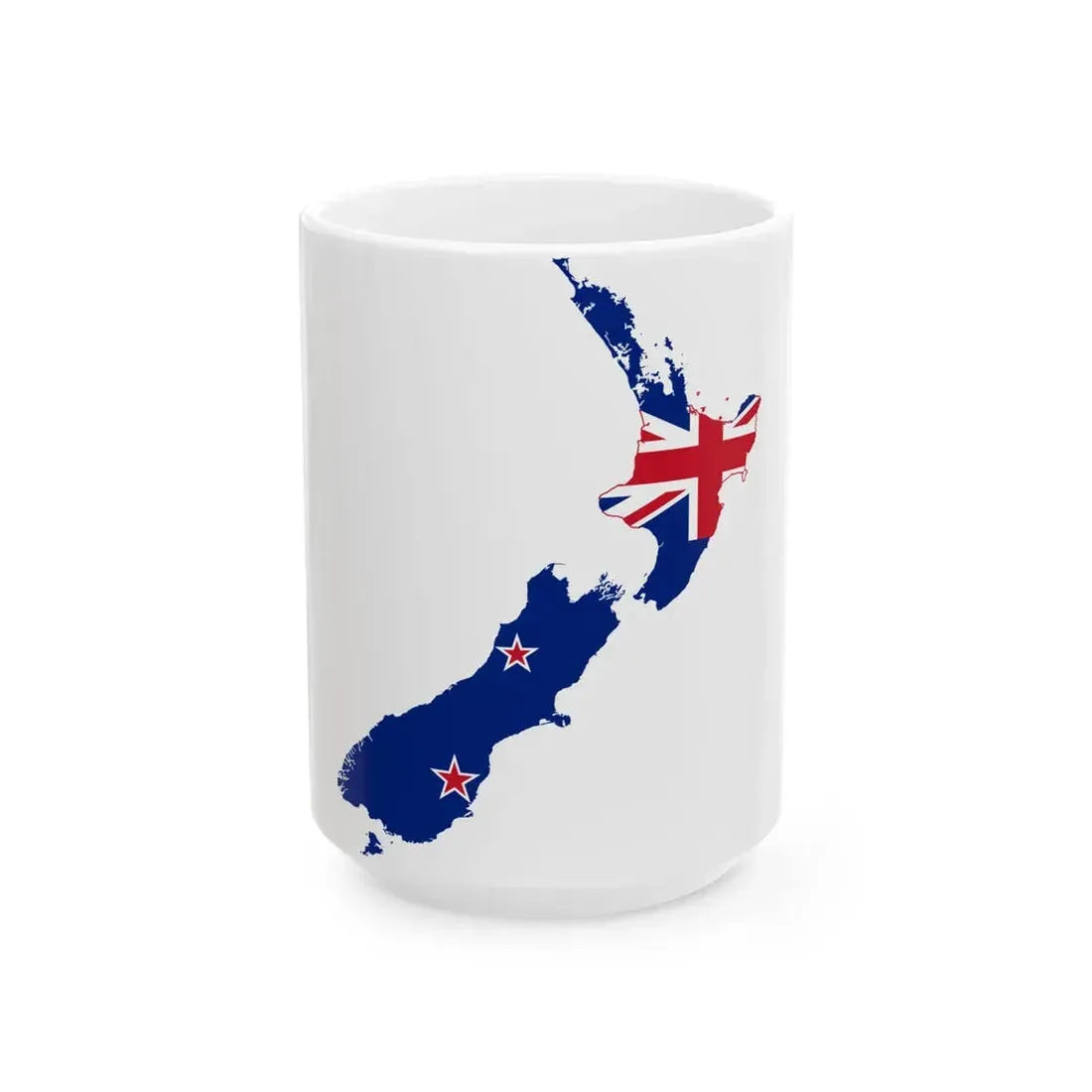 Flag-map of New Zealand without outlying islands (New Zealand) White Coffee Mug 15oz - Go Mug Yourself