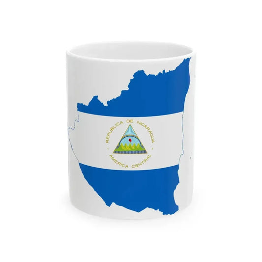 Flag map of Nicaragua (Nicaragua) White Coffee Mug 11oz - Go Mug Yourself