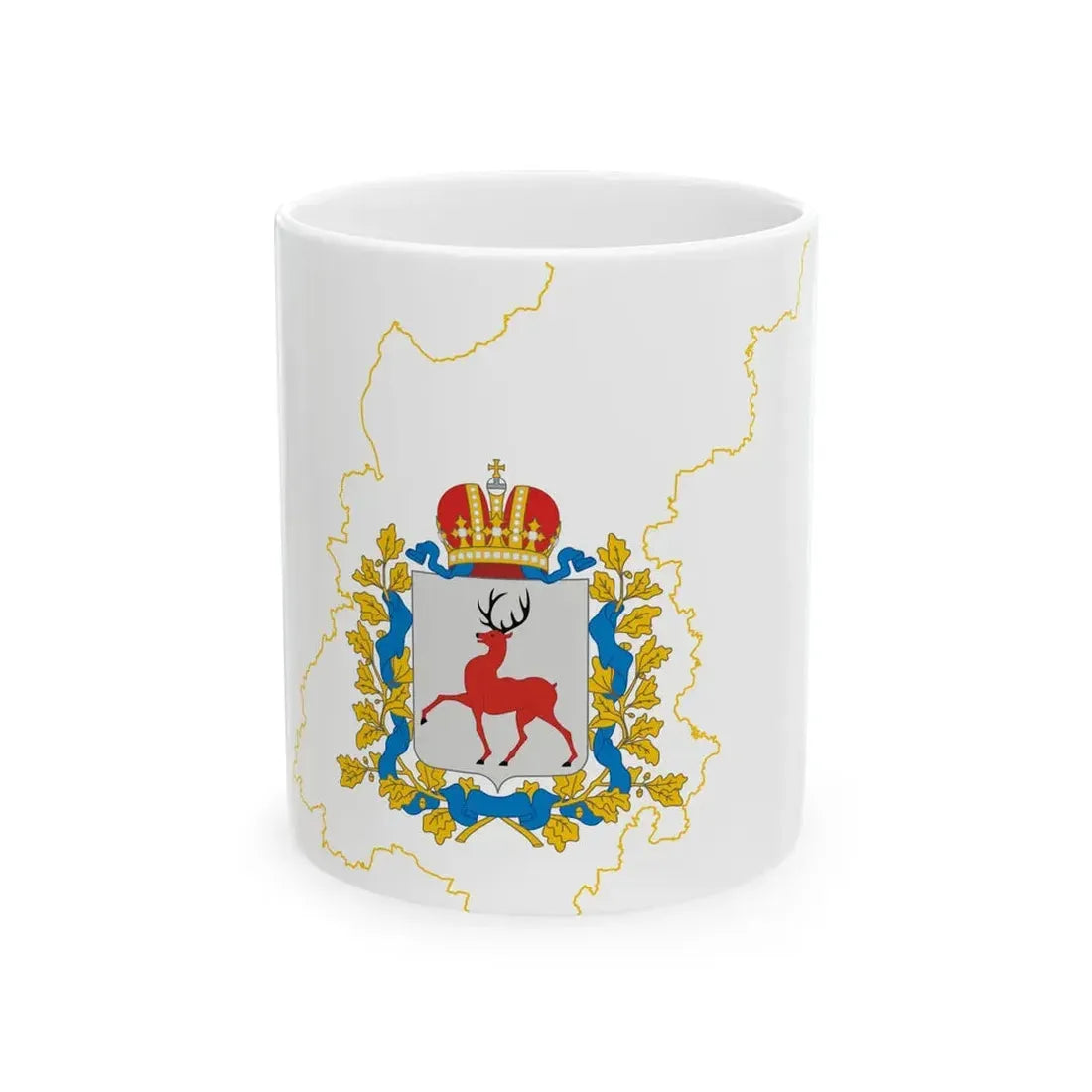 Flag-map of Nizhny Novgorod Oblast (Russia) White Coffee Mug 11oz - Go Mug Yourself