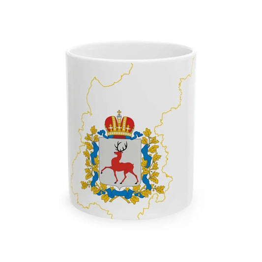 Flag-map of Nizhny Novgorod Oblast (Russia) White Coffee Mug 11oz - Go Mug Yourself