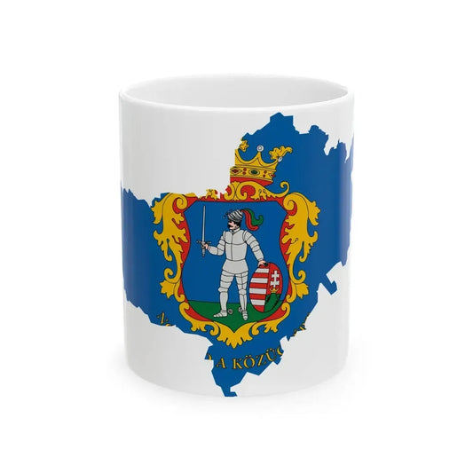 Flag-map of Nograd County (Hungary) White Coffee Mug 11oz - Go Mug Yourself