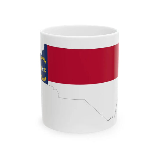Flag-map of North Carolina (United States) White Coffee Mug 11oz - Go Mug Yourself