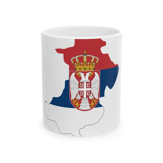 Flag-map of North Kosovo Serbia (Serbia) White Coffee Mug 11oz - Go Mug Yourself