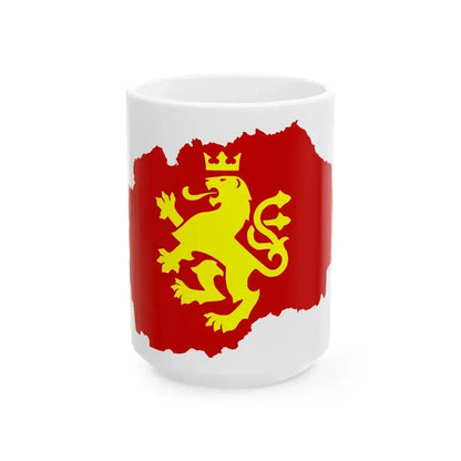 Flag map of North Macedonia - ethnic (North Macedonia) White Coffee Mug 15oz - Go Mug Yourself