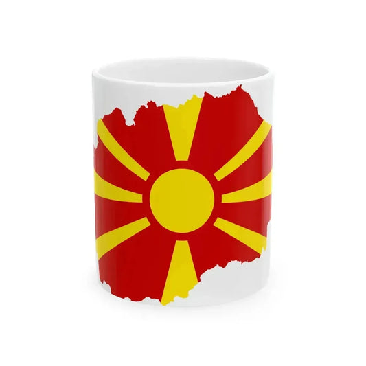 Flag map of North Macedonia (North Macedonia) White Coffee Mug 11oz - Go Mug Yourself