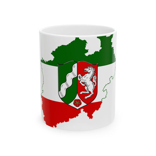 Flag map of North Rhine-Westphalia (Germany) White Coffee Mug-11oz-Go Mug Yourself
