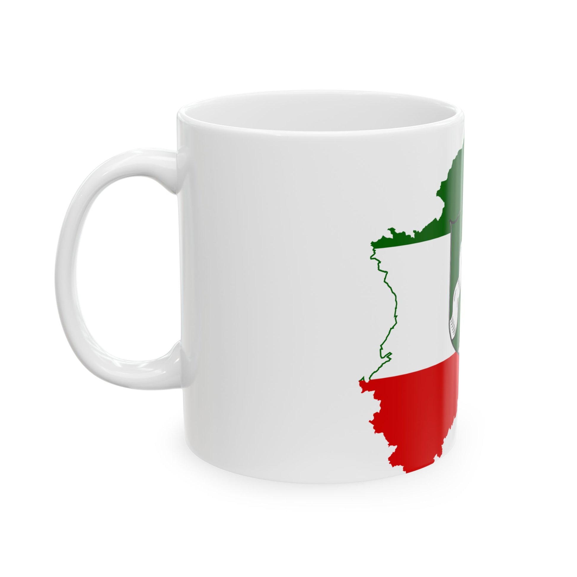 Flag map of North Rhine-Westphalia (Germany) White Coffee Mug-Go Mug Yourself