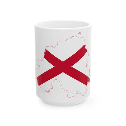 Flag-map of Northern Ireland St Patrick Saltire (United Kingdom) White Coffee Mug 15oz - Go Mug Yourself