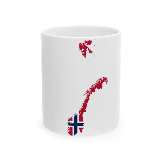 Flag-map of Norway  (Norway) White Coffee Mug 11oz - Go Mug Yourself