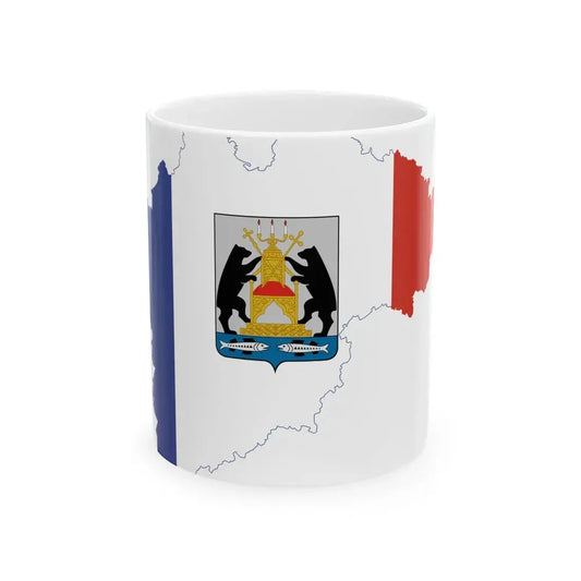 Flag-map of Novgorod Oblast (Russia) White Coffee Mug 11oz - Go Mug Yourself