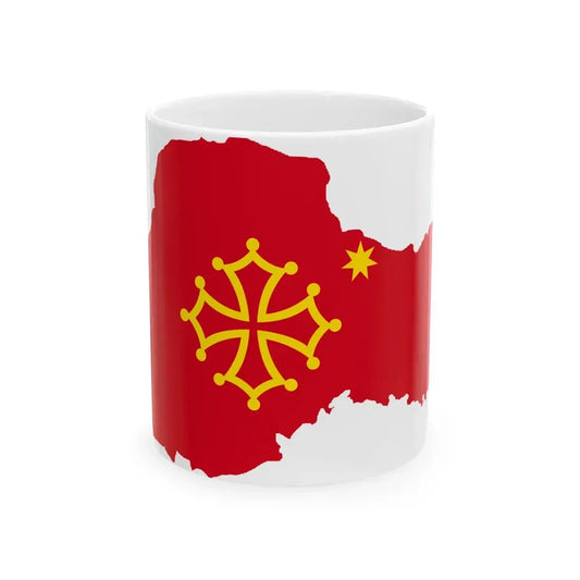Flag-map of Occitania (France) White Coffee Mug 11oz - Go Mug Yourself