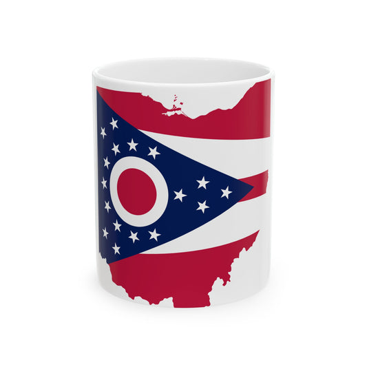 Flag Map of Ohio (United States) White Coffee Mug-11oz-Go Mug Yourself