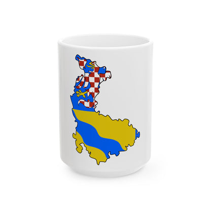 Flag-map of Olomouc Region (Czech Republic) White Coffee Mug-15oz-Go Mug Yourself