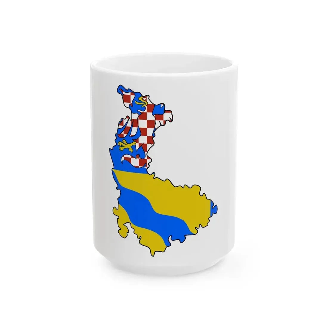 Flag-map of Olomouc Region (Czech Republic) White Coffee Mug 15oz - Go Mug Yourself