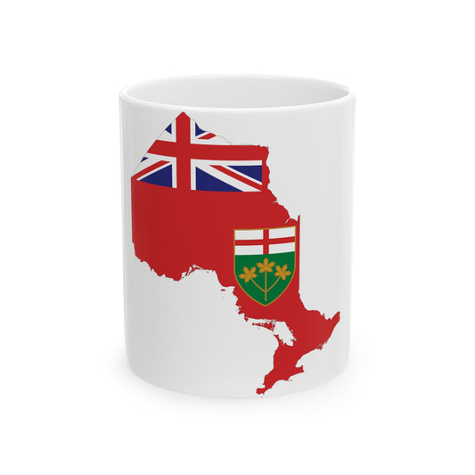 Flag-map of Ontario (Canada) White Coffee Mug-11oz-Go Mug Yourself