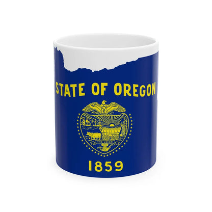 Flag-map of Oregon (United States) White Coffee Mug 11oz - Go Mug Yourself