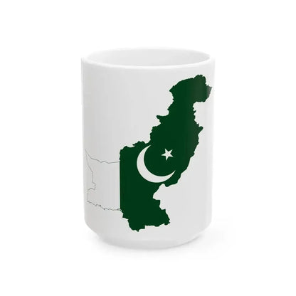 Flag map of Pakistan (Pakistan) White Coffee Mug 15oz - Go Mug Yourself