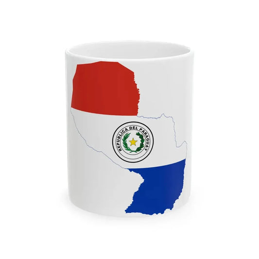 Flag-map of Paraguay (Paraguay) White Coffee Mug 11oz - Go Mug Yourself