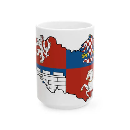 Flag-map of Pardubice Region (Czech Republic) White Coffee Mug 15oz - Go Mug Yourself