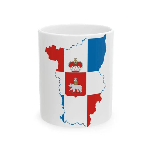 Flag-map of Perm Krai (Russia) White Coffee Mug 11oz - Go Mug Yourself