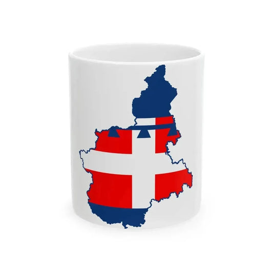 Flag map of Piedmont (Italy) White Coffee Mug 11oz - Go Mug Yourself