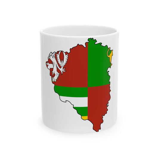 Flag-map of Plzen Region (Czech Republic) White Coffee Mug-11oz-Go Mug Yourself