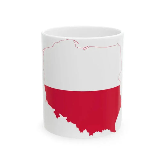 Flag-map of Poland (Poland) White Coffee Mug 11oz - Go Mug Yourself