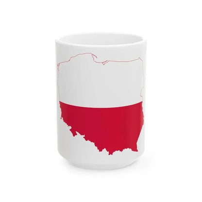 Flag-map of Poland (Poland) White Coffee Mug 15oz - Go Mug Yourself