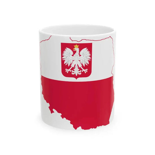 Flag-map of Poland state (Poland) White Coffee Mug 11oz - Go Mug Yourself