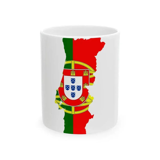 Flag map of Portugal (Portugal) White Coffee Mug 11oz - Go Mug Yourself
