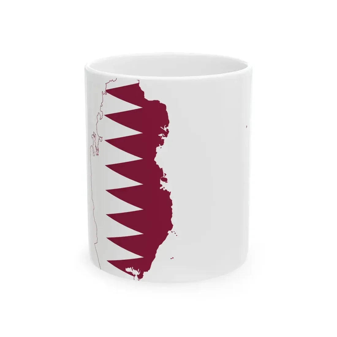 Flag-map of Qatar precise boundaries (Qatar) White Coffee Mug 11oz - Go Mug Yourself