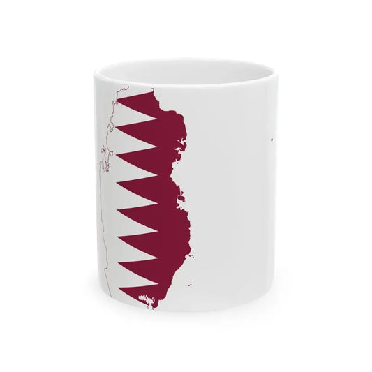 Flag-map of Qatar precise boundaries (Qatar) White Coffee Mug 11oz - Go Mug Yourself