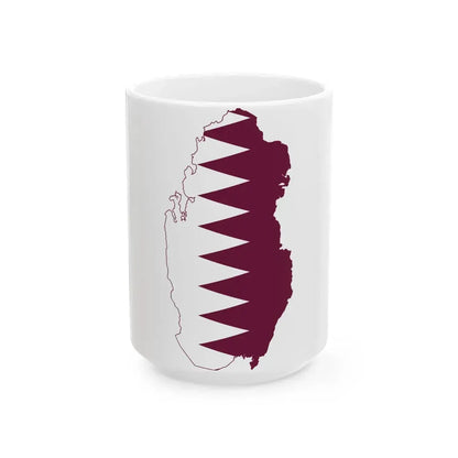 Flag-map of Qatar (Qatar) White Coffee Mug 15oz - Go Mug Yourself