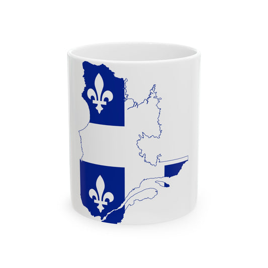 Flag-map of Quebec (Canada) White Coffee Mug-11oz-Go Mug Yourself