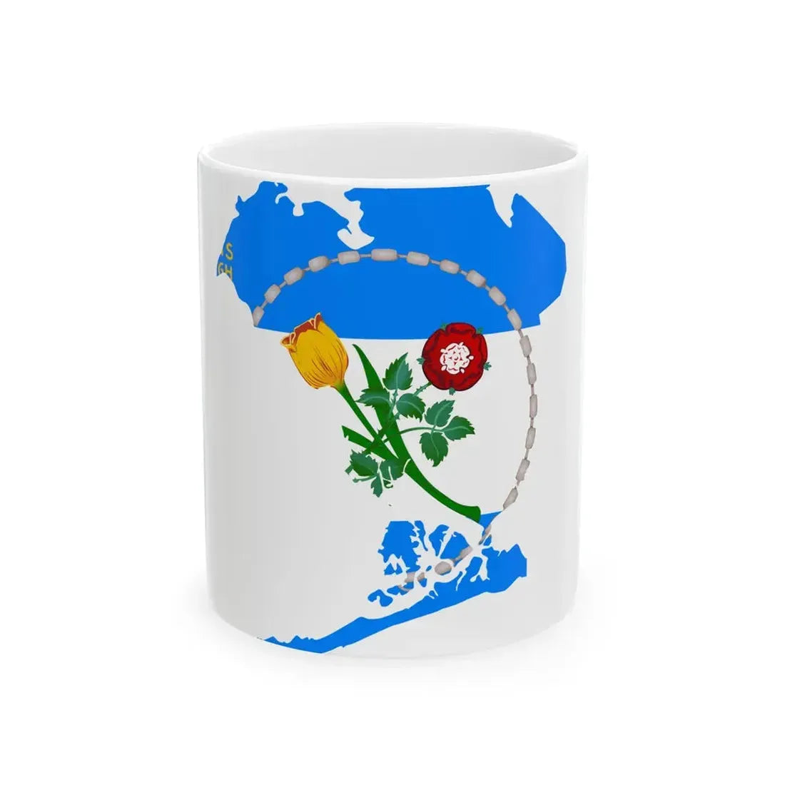 Flag-map of Queens County New York (United States) White Coffee Mug 11oz - Go Mug Yourself