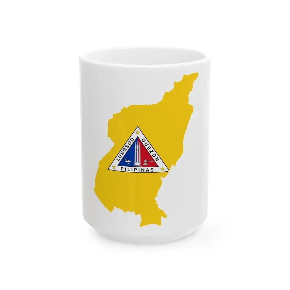 Flag map of Quezon City (Philippines) White Coffee Mug 15oz - Go Mug Yourself