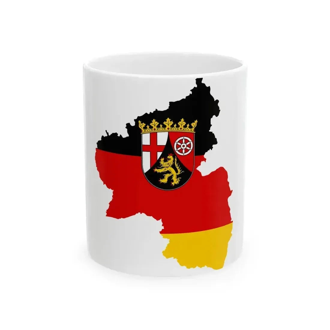 Flag map of Rhineland-Palatinate (Germany) White Coffee Mug 11oz - Go Mug Yourself