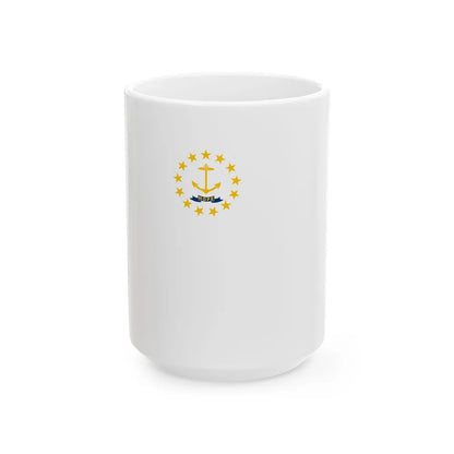 Flag-map of Rhode Island (United States) White Coffee Mug 15oz - Go Mug Yourself
