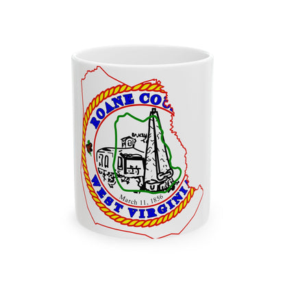 Flag map of Roane County West Virginia (United States) White Coffee Mug-11oz-Go Mug Yourself
