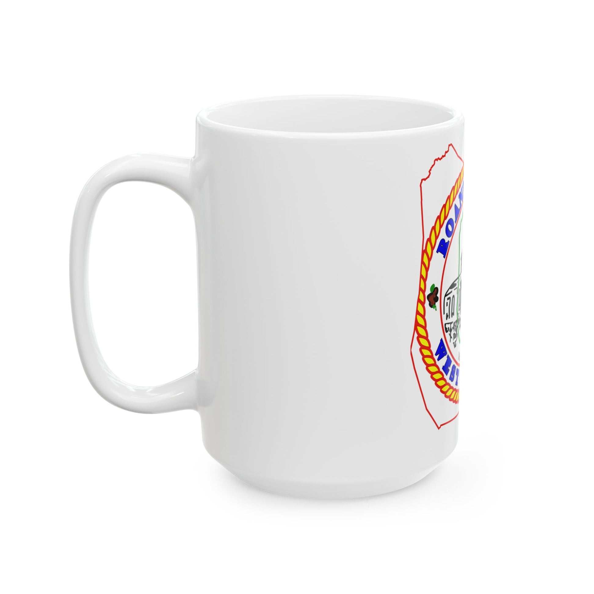 Flag map of Roane County West Virginia (United States) White Coffee Mug-Go Mug Yourself