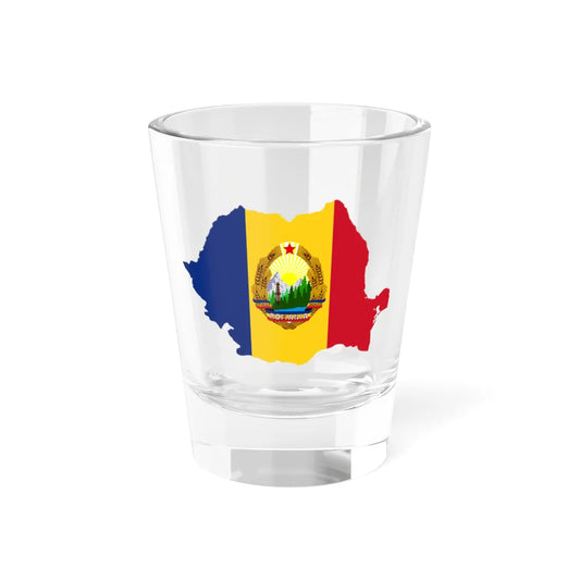 Flag-map of Romania 1965-1989 (Oman) Shot Glass 1.5oz 1.5oz - Go Mug Yourself