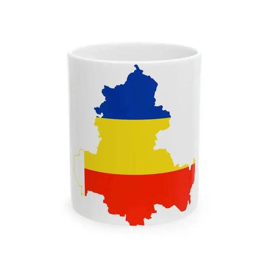 Flag-map of Rostov Oblast (Russia) White Coffee Mug 11oz - Go Mug Yourself