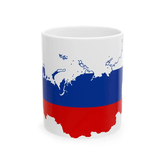 Flag-map of Russia (Russia) White Coffee Mug 11oz - Go Mug Yourself