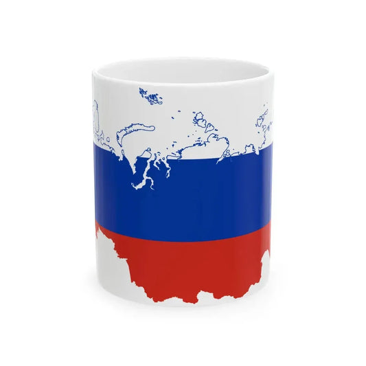 Flag-map of Russia version 2 (Russia) White Coffee Mug 11oz - Go Mug Yourself